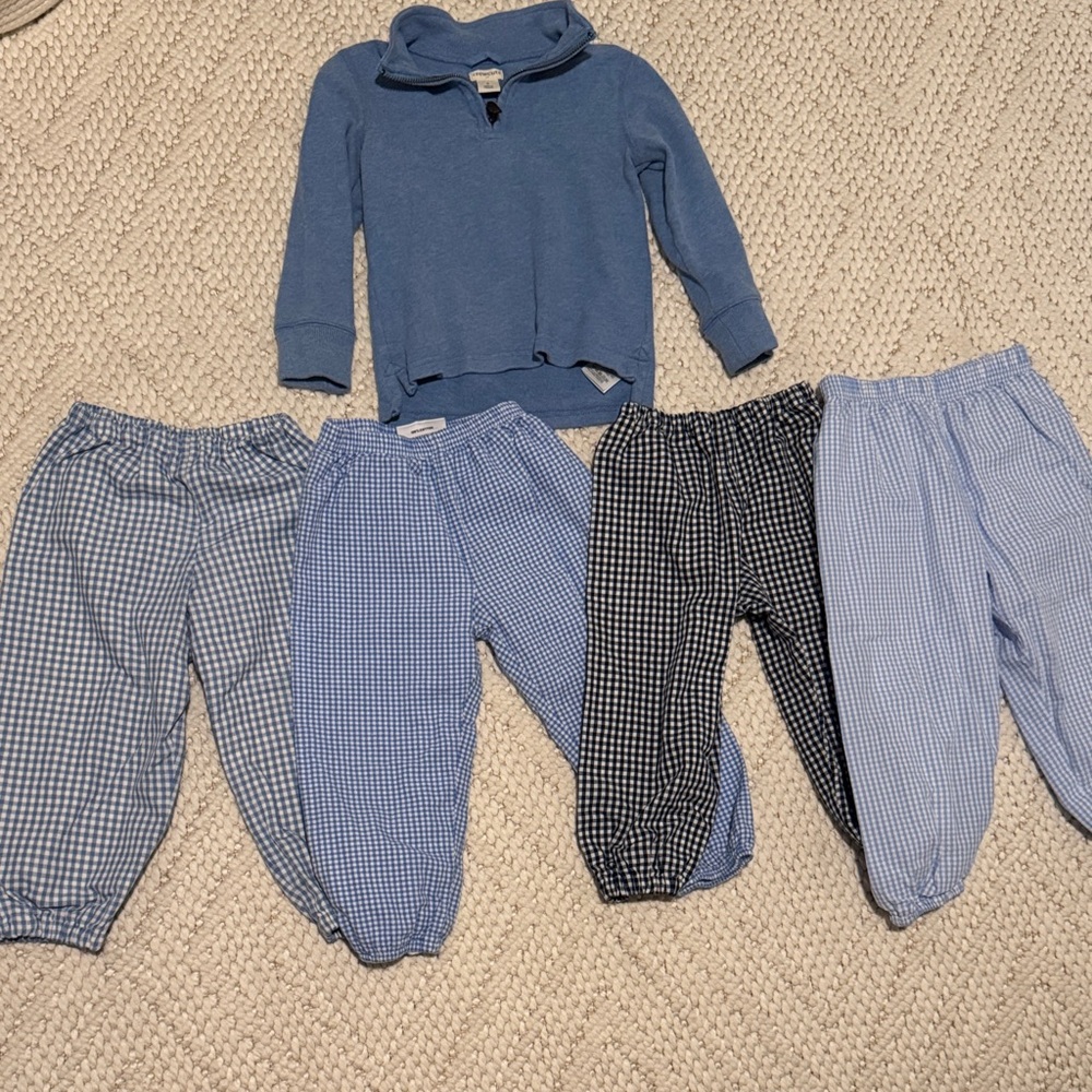 Blue j crew quarter zip and Gingham bubble Pants Set